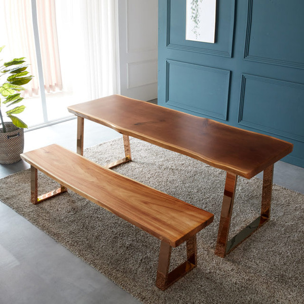 로즈골드 뉴송 우드슬랩 테이블 통원목식탁 테이블